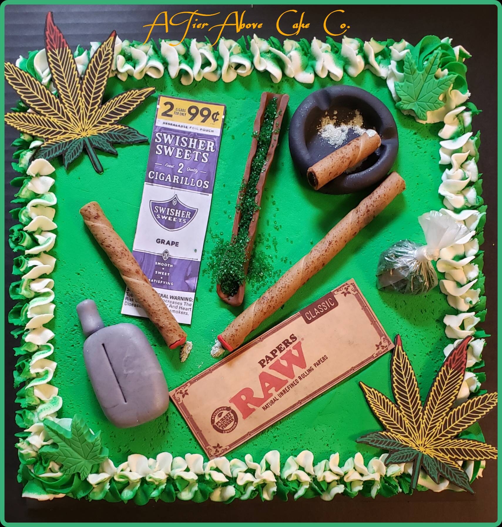 Fondant 420 cake topper, Made To Order, blunts and leaves, vape wax, …