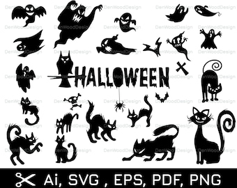 Halloween SVG Bundle: Ghost, Cats, Scary Designs (Cut Files)