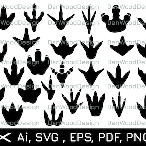 Paquete SVG de huellas de dinosaurios Dino - Huellas de dinosaurios - Huellas de carnosaurios svg. PNG para Cricut - Descarga digital Silhouette - Clip Art