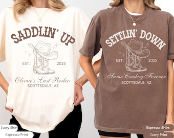 Custom Last Rodeo Bachelorette Shirts Same Cowboy Forever Last Hoedown Country Bach Nashville Bachelorette Party Cowgirl Bridal Party Shirts