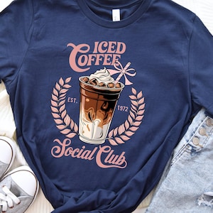 Iced Coffee Sweatshirt, Coquette Iced Coffee Social Club Sweater, Coquette Aesthetic Pink Bow Shirt, Coffee Lover Gift, Iced Coffee Addict