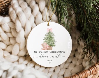 Baby Girl First Christmas Ornament, Boys First Xmas Ornament with Baby Name, Personalized Baby Boy Keepsake Ornament 2025