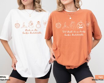 Personalized Spooky Bachelorette Party Tshirts, Comfort Colors® Witchy Theme, Halloween Bach Merch, 'Til Death Do Us Party Bridesmaid Gift