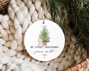 Baby Boy First Christmas Ornament, Boys First Xmas Ornament with Baby Name, Personalized Baby Boy Keepsake Ornament 2025