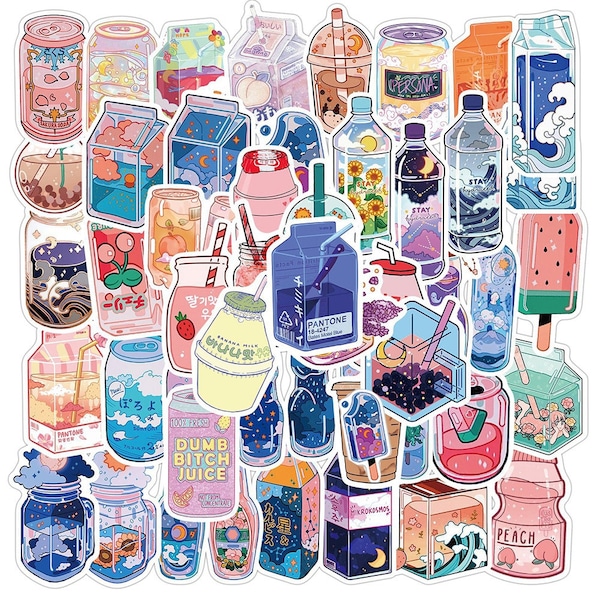 Aesthetic Drink Sticker Pack-VSCO Stickers-Waterproof Stickers-Cute Stickers-Packaging Stickers, Minimalist Stickers , Kawaii Drink Stickers