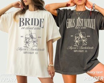 Wine Bachelorette Party Shirts Custom Bachelorette Party Shirts Bride on Cloud Wine Bridal Party Shirts Luxury Bachelorette Comfort Colors®