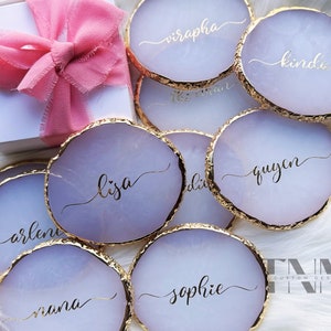 Sous-verre personnalisé en agate de style résine, sous-verre de mariage, cadeau de mariage, cadeau, plateau à bijoux, sous-verre de couple faveur de mariage