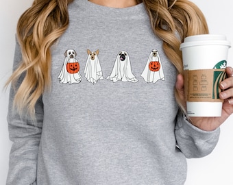 Сute Ghost Dog Sweatshirt, Halloween Dog Sweatshirt, Dog Lover Shirt, Halloween Costume, Ghost Dog Shirt, Spooky Dog, Dog Lover Crewneck