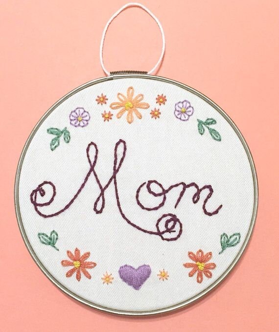 MOM Embroidery Hoops Mothers Day Gift Customized Size Etsy