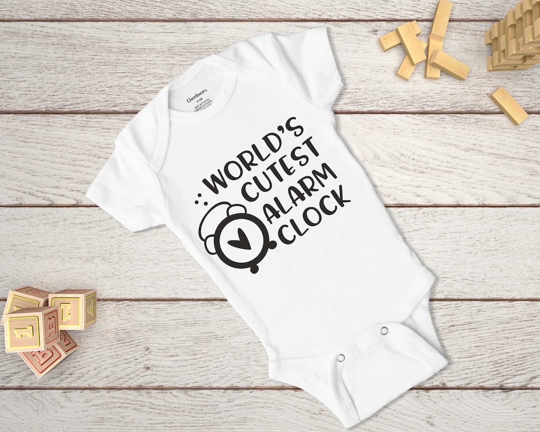 Worlds Cutest Alarm Clock Onesie, Onesies, Body Suits, Baby Onesies