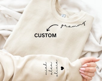 Personalized Grandma Sweatshirt, Grandma Sweatshirt With Grandkids Names, Grammy Collar Shirt, Minimalist Grammy Tee, Gift for Grandparents