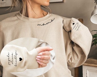 Personalized Mama Sweatshirt, Mama Sweatshirt With Kids Names, Mama Collar Shirt, Minimalist Mom Tee, Mother's Day Gift, Gift Mom Wife