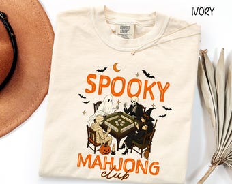 Comfort Colors® Halloween Mahjong Shirt, Ghost Mahjong Shirt, Mahjong Lover Shirt, Mahjong Lover Gift, Funny Mahjong Lover Shirt, Mahj Shirt