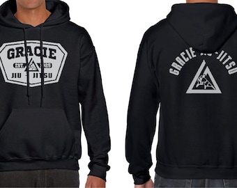 2 Sided Gracie Jiu Jitsu MMA Fighter Hoody Hoodie hooded sweat shirt