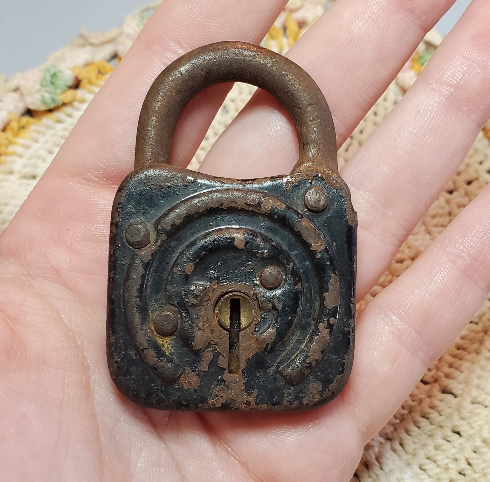 Vintage Rusted Padlock Lock with No Key Embossed Stamped with Etsy