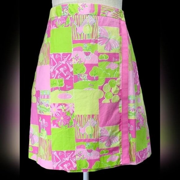 Lilly Pulitzer Vintage Skort Womens 8 Pink and Green Golf Skirt Shorts Ladies*