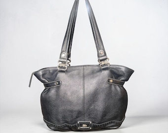 The Sak Torrance Tote Black Pebbled Leather Shoulder Bag Double Handles Zip Top