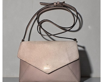 Kate Spade Spencer Court Monday Taupe Suede and Leather Envelope Crossbody Bag
