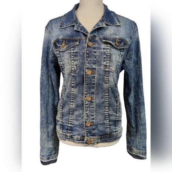 Vintage ZARA Trafaluc Jean Jacket Womens Small Blu