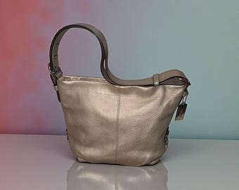 Coach Soho Duffle Convertible Bag F15064 Metallic Silver Pebbled Leather Hobo