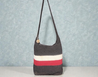 The Sak Hobo Shoulder Bag Black Red Beige Crocheted Slouchy Tote Casual Boho