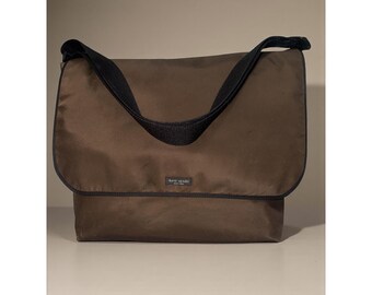 VTG Kate Spade New York Messenger Bag Brown Nylon Crossbody Laptop School Tote