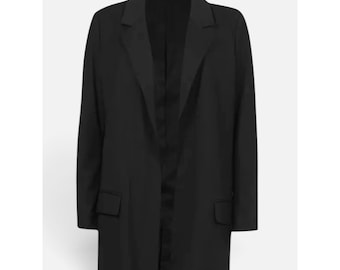 AllSaints Aleida Jersey Blazer Womens 2 Black Modal Open-front Jacket WT109V
