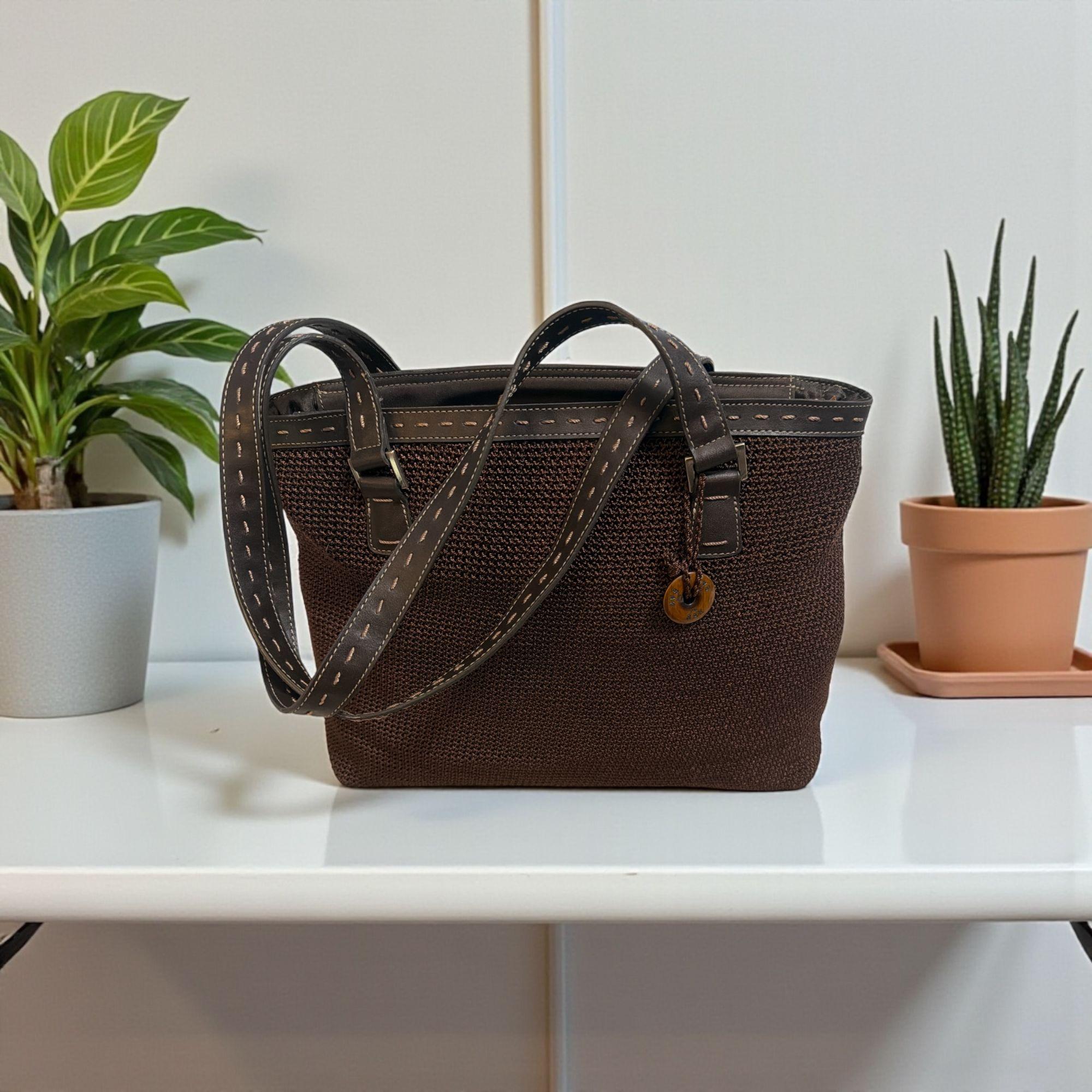 THE SAK women’s Brown Crochet Bucket Bag Backpack Drawstring Tote‎ Purse w/charm The Sak Drawstring Medium Bags & Handbags for Women for sale  main image 2