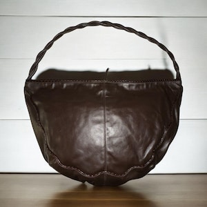 Bolso Sharif VTG para mujer, grande, de cuero marrón, estilo hobo con forma de media luna, estilo bohemio, estilo vintage estadounidense, tipo cartera con forma de media luna, fabricado en Estados Unidos.