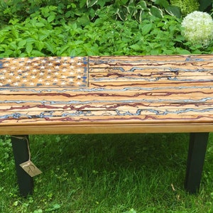 American flag Lichtenberg art coffee table