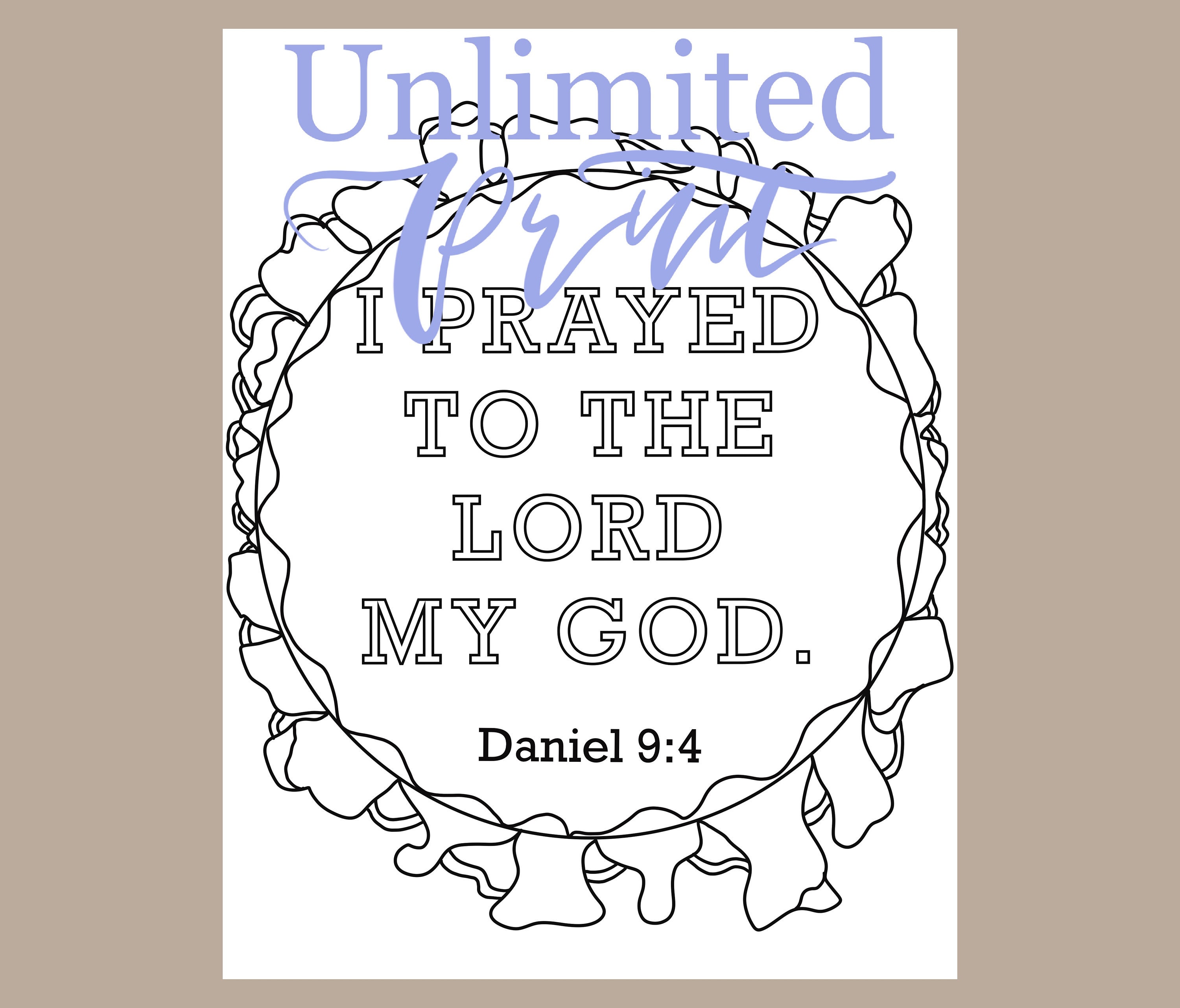 Unlimited Coloring Page Daniel 9:4 | Etsy
