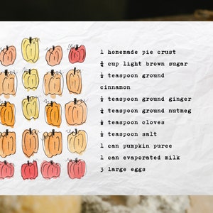 Pumpkin Pie Recipe - Digital Print