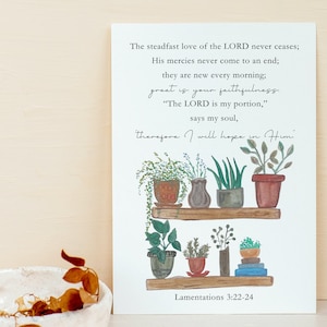 Lamentations 3:22-24 Digital Watercolor Print