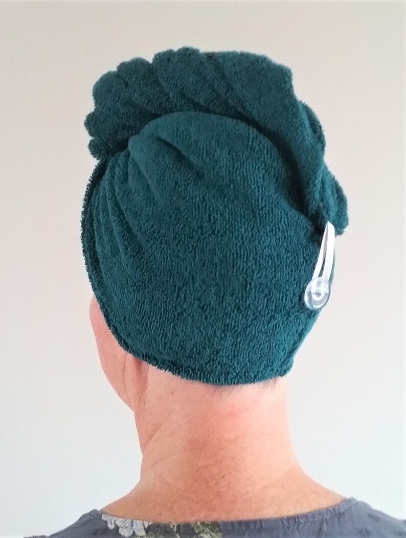 Hair Turban Towel in Bottle Green 100 Cotton Absorbent Soft Etsy