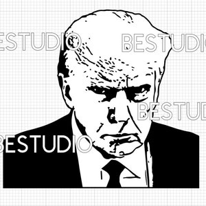 Donald Trump Art Sketch Mugshot SVG & PNG Instant Files Digital ...