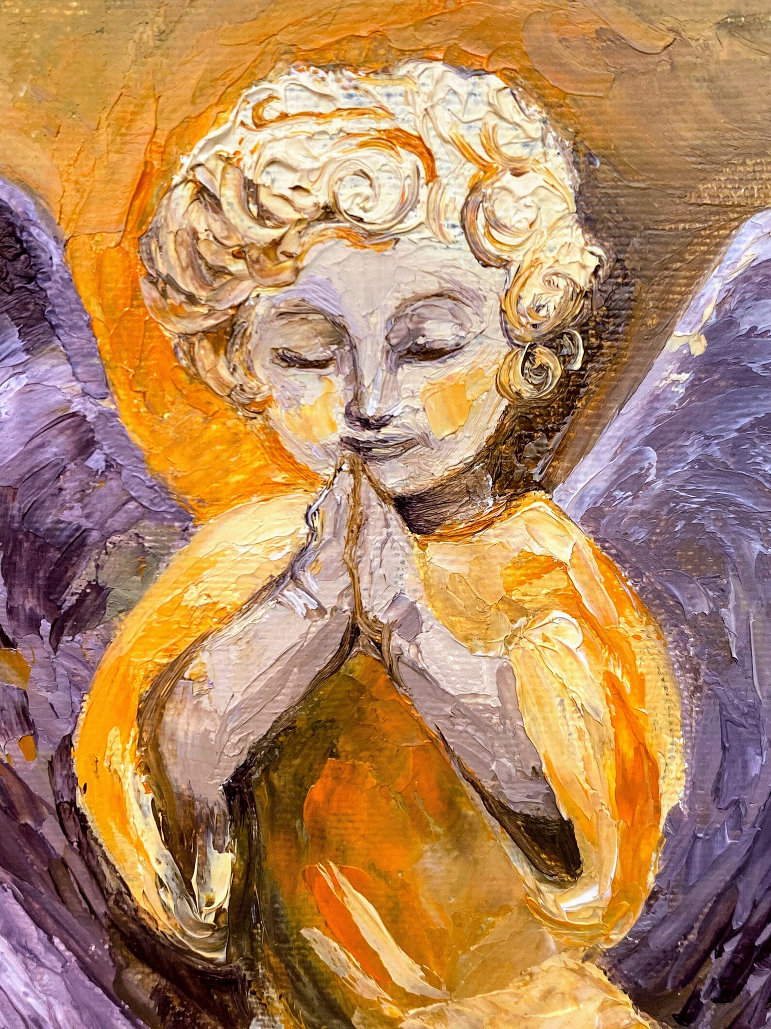 Little angel Original oil painting on canvas Baby angel Fine Etsy