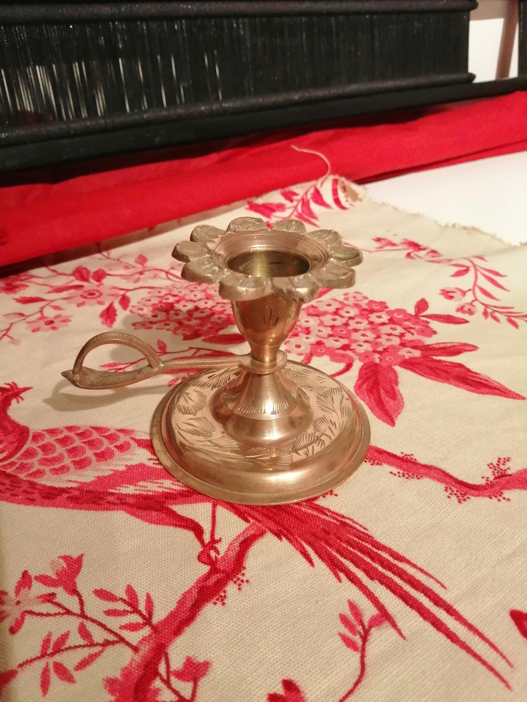 Vintage Brass Candlestick Holder With Brass Finger Loop Brass Etsy