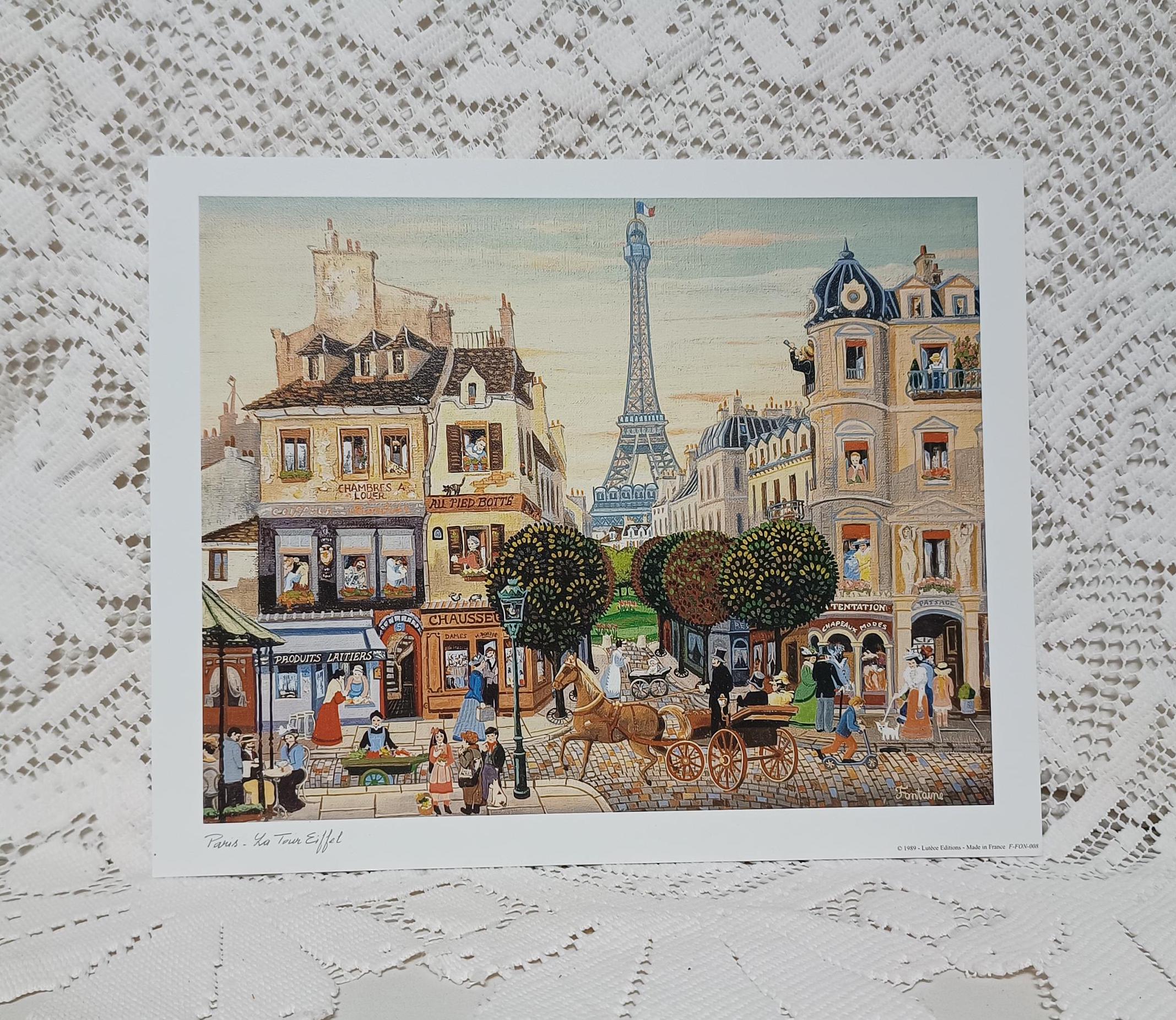 French Art Print The Eiffel Tower Paris After Fontaine ,Limited Edition Unframed.