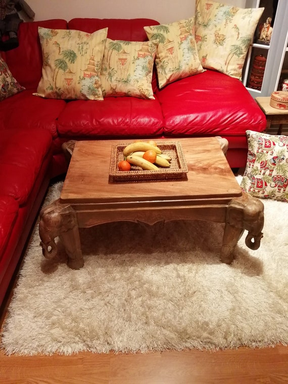 Coffee Table Carved Wood Elephant Head Corners Mango Ireland Coffee Table Carved Wood Elephant Head, Elephant Coffee Table Used