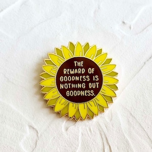 Reward Enamel Pin  | The Reward of Goodness Enamel Pin | 18K Gold Plating, Lapel Pin, Collectible Pin, Islamic Gifts, Sunflower Pin