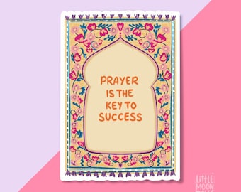 Floral Prayer Rug Vinyl Sticker, Islamic Muslim Art Decal
