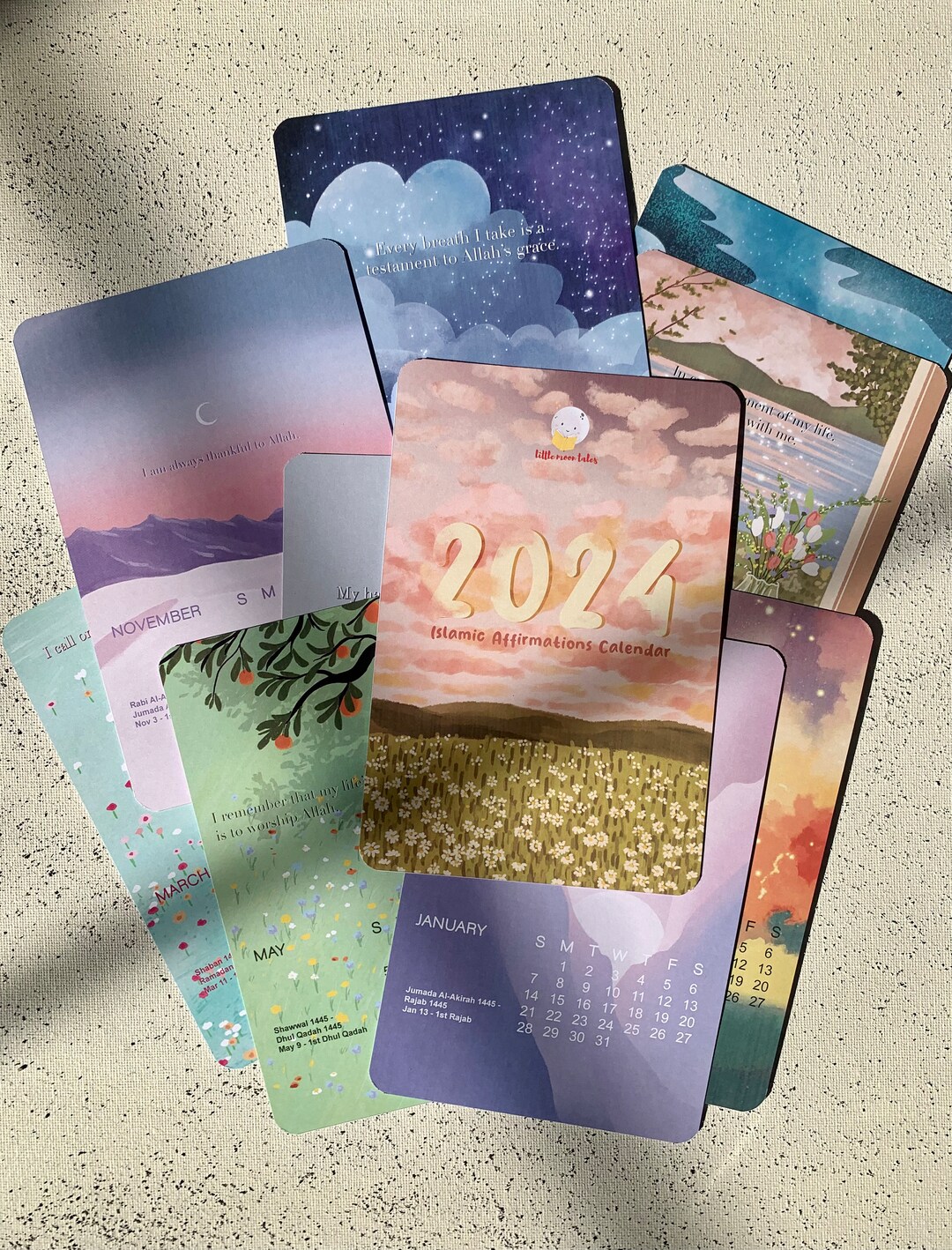 2024 Islamic Affirmations Calendar Islamic Calendar, 2024 Desk Calendar ...