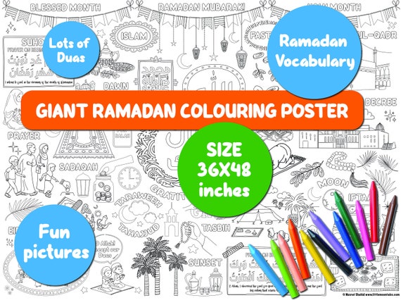 Giant Ramadan Colouring Poster | Kids' Activity, Islamic Art (36x48 Inches)