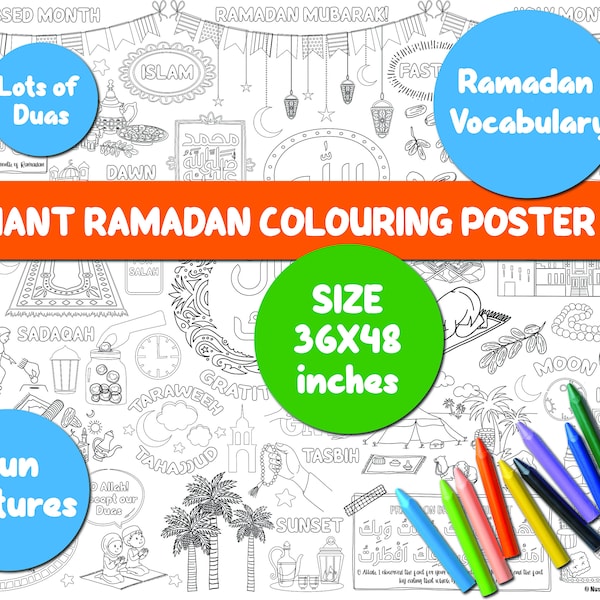 Giant Ramadan Colouring Poster | Ramadan Poster, Colouring Poster, Ramadan Activity, Gifts for Kids, Ramadan Gifts