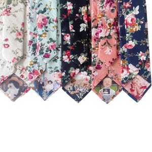 Personalized Skinny Picture Ties | Fathers Day Gift for Dad Gifts for Him Photo Tie Graduation Gift| Missionary Gift for Grandpa Men Floral