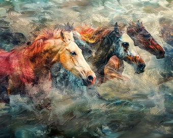 Wild Horses - Stunning Modern Wall Print perfect for any room. Digital wall art. Printable Wall Art. Instant Download. Perfect for gifts.