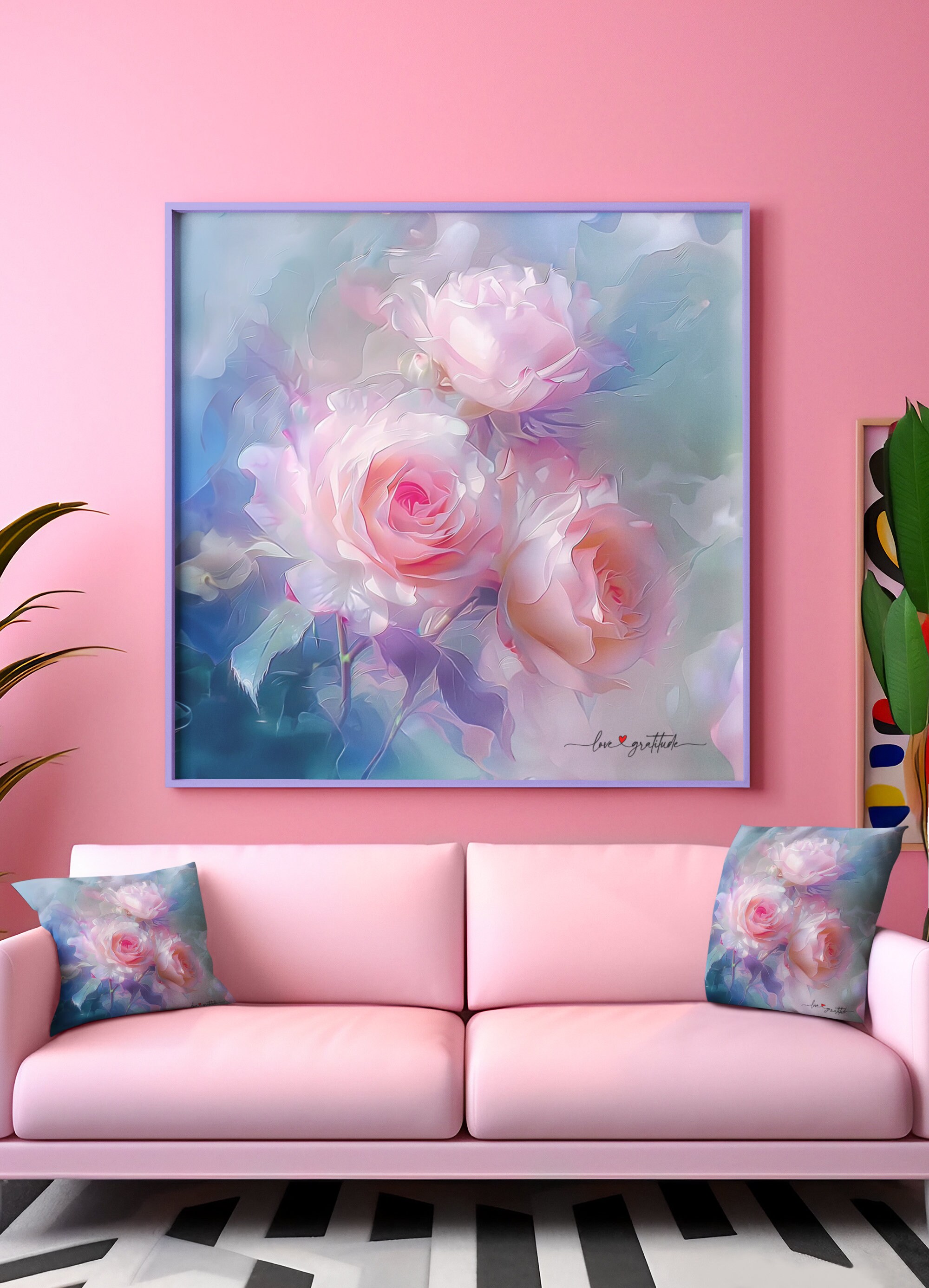 Pink Roses Stunning Modern Wall Print Perfect for Any Room. Digital ...