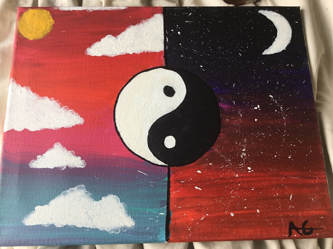 14x11 Ying and Yang Art Piece Abstract - Etsy