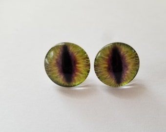 Yellow Cat Eye Studs