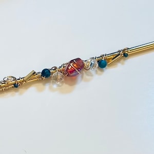 Blue Agate and Translucent Glass Hair Stick